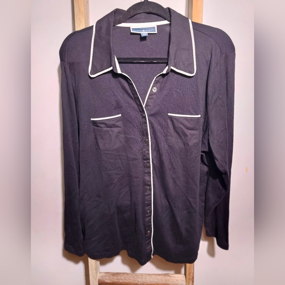Karen Scott Tops - Karen Scott Womens button-down Jersey cotton long sleeve shirt